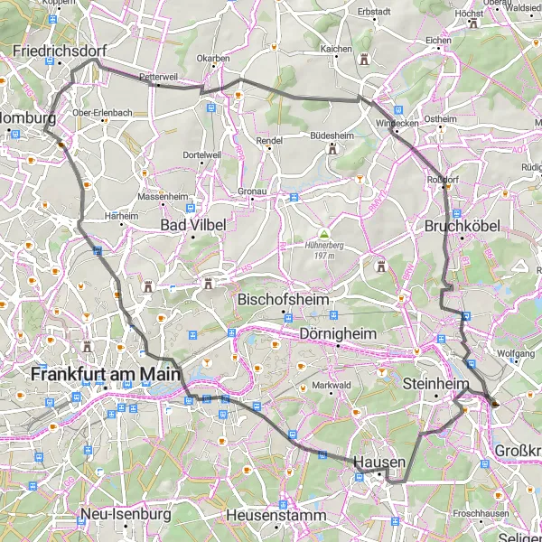 Map miniature of "Countryside Charm" cycling inspiration in Darmstadt, Germany. Generated by Tarmacs.app cycling route planner