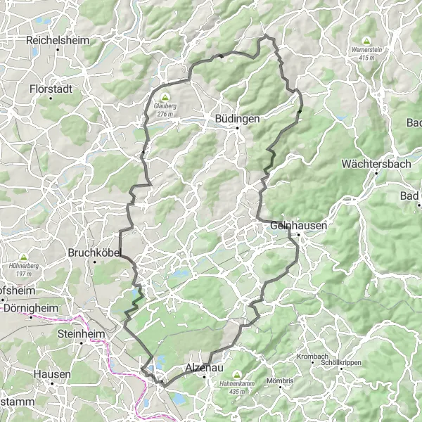 Map miniature of "Exploring the Countryside: Road Cycling Adventure" cycling inspiration in Darmstadt, Germany. Generated by Tarmacs.app cycling route planner