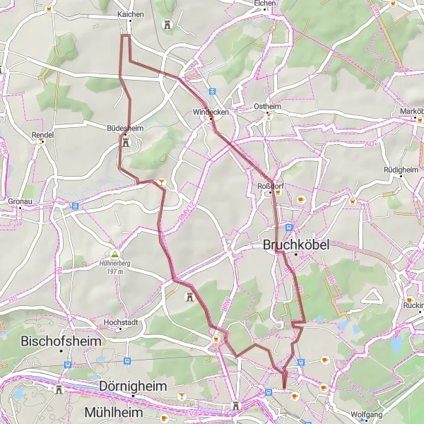 Map miniature of "Culinary Ride" cycling inspiration in Darmstadt, Germany. Generated by Tarmacs.app cycling route planner