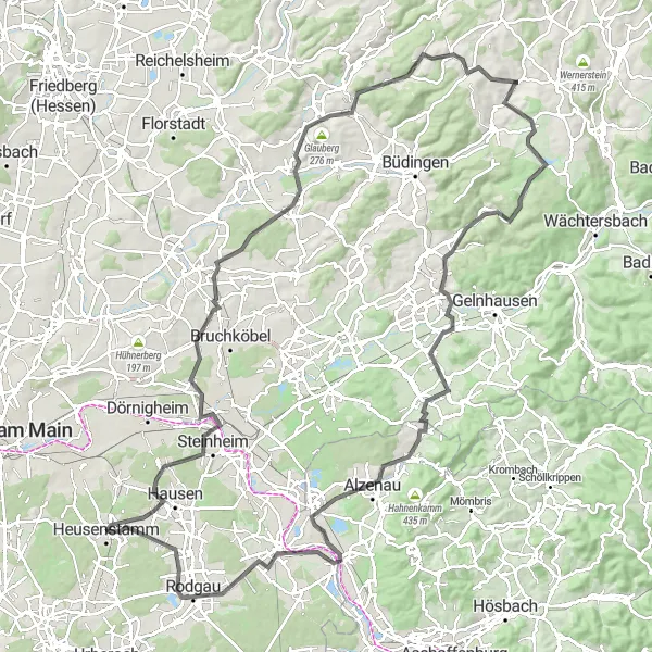 Map miniature of "The Hessen Discovery" cycling inspiration in Darmstadt, Germany. Generated by Tarmacs.app cycling route planner