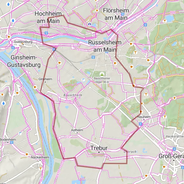 Map miniature of "Short Gravel Adventure" cycling inspiration in Darmstadt, Germany. Generated by Tarmacs.app cycling route planner