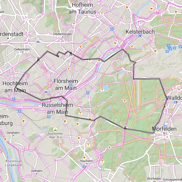 Map miniature of "Scenic Ride through Regional Parks" cycling inspiration in Darmstadt, Germany. Generated by Tarmacs.app cycling route planner