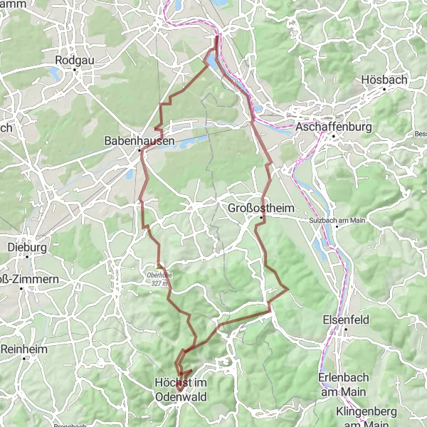 Map miniature of "Hidden Gems and Historical Sights" cycling inspiration in Darmstadt, Germany. Generated by Tarmacs.app cycling route planner
