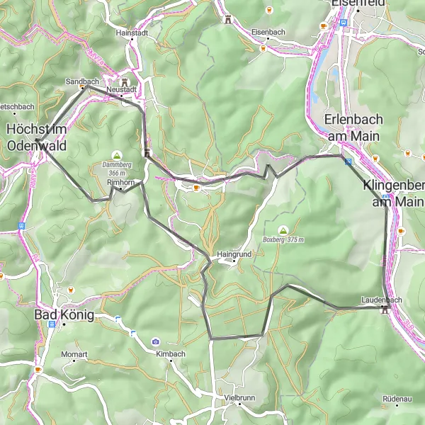 Karten-Miniaturansicht der Radinspiration "Bergtour im Odenwald" in Darmstadt, Germany. Erstellt vom Tarmacs.app-Routenplaner für Radtouren