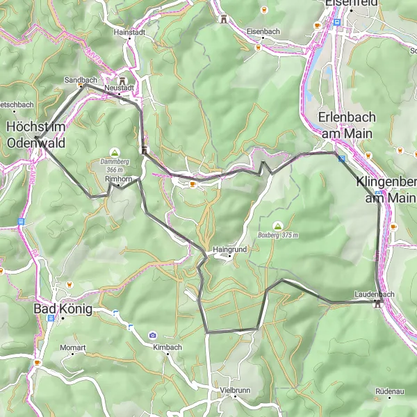 Map miniature of "Breuberg Loop" cycling inspiration in Darmstadt, Germany. Generated by Tarmacs.app cycling route planner