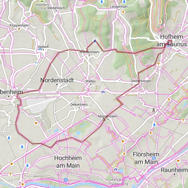 Karten-Miniaturansicht der Radinspiration "Rundfahrt ab Hofheim am Taunus" in Darmstadt, Germany. Erstellt vom Tarmacs.app-Routenplaner für Radtouren