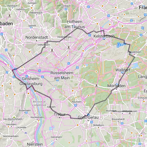 Karten-Miniaturansicht der Radinspiration "Mainspaziergang" in Darmstadt, Germany. Erstellt vom Tarmacs.app-Routenplaner für Radtouren