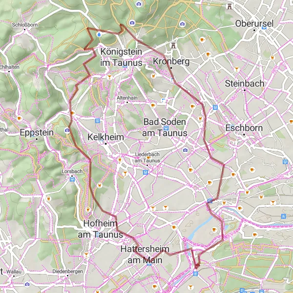 Map miniature of "Main Flow" cycling inspiration in Darmstadt, Germany. Generated by Tarmacs.app cycling route planner