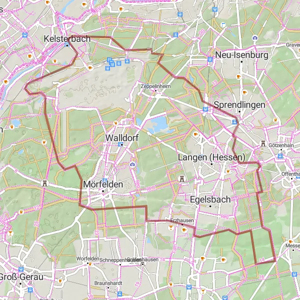 Map miniature of "Forest Discovery" cycling inspiration in Darmstadt, Germany. Generated by Tarmacs.app cycling route planner