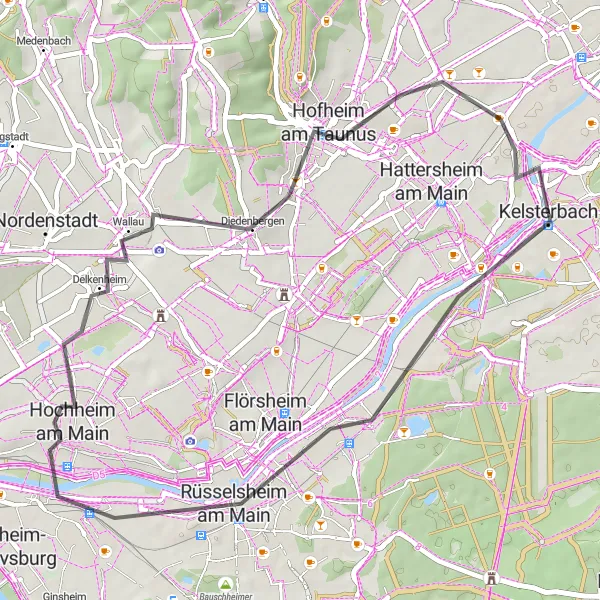 Map miniature of "Rhein-Main Panorama" cycling inspiration in Darmstadt, Germany. Generated by Tarmacs.app cycling route planner