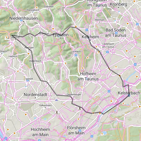 Map miniature of "Rhein Route" cycling inspiration in Darmstadt, Germany. Generated by Tarmacs.app cycling route planner