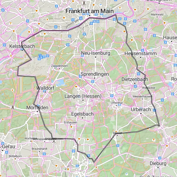 Map miniature of "Historical Odyssey" cycling inspiration in Darmstadt, Germany. Generated by Tarmacs.app cycling route planner