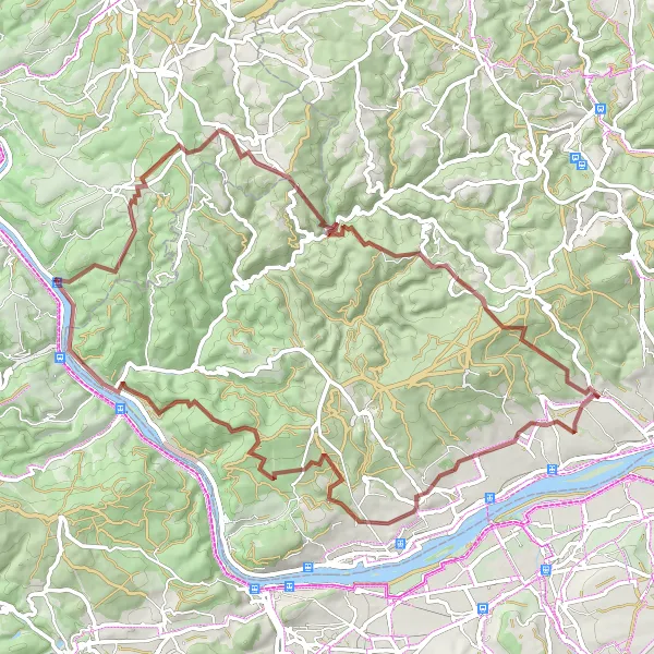 Map miniature of "Rhein Circuit Gravel Ride" cycling inspiration in Darmstadt, Germany. Generated by Tarmacs.app cycling route planner