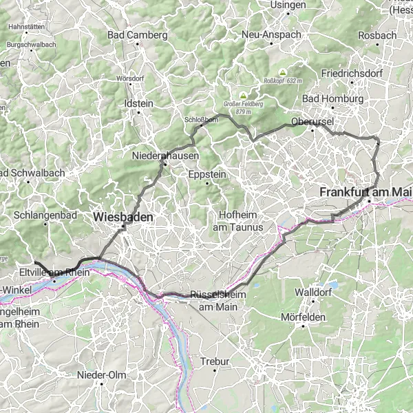 Map miniature of "Scenic Road Adventure" cycling inspiration in Darmstadt, Germany. Generated by Tarmacs.app cycling route planner
