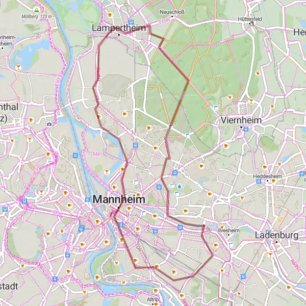 Map miniature of "Scenic Escape" cycling inspiration in Darmstadt, Germany. Generated by Tarmacs.app cycling route planner