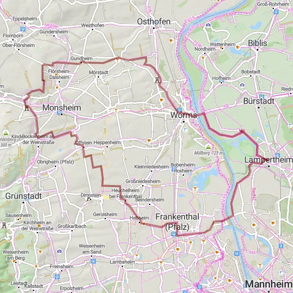 Karten-Miniaturansicht der Radinspiration "Rundtour durch Darmstadt" in Darmstadt, Germany. Erstellt vom Tarmacs.app-Routenplaner für Radtouren