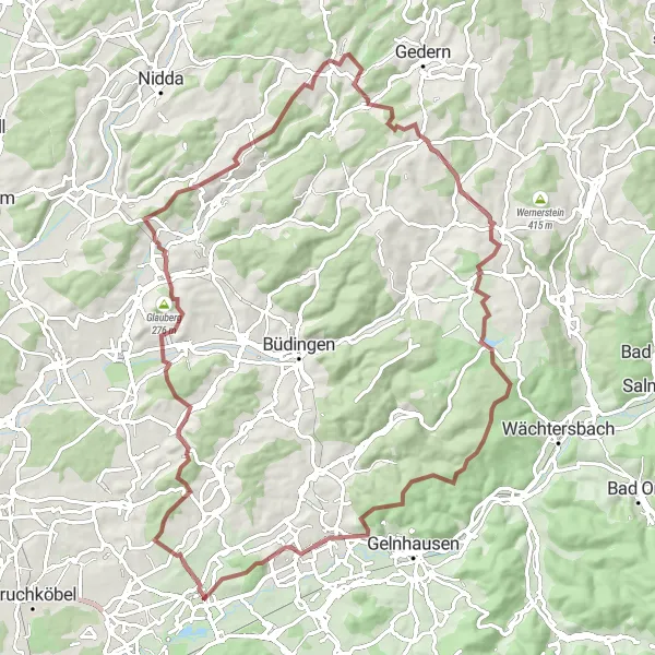 Karten-Miniaturansicht der Radinspiration "Gravel-Tour zum Glauberg" in Darmstadt, Germany. Erstellt vom Tarmacs.app-Routenplaner für Radtouren