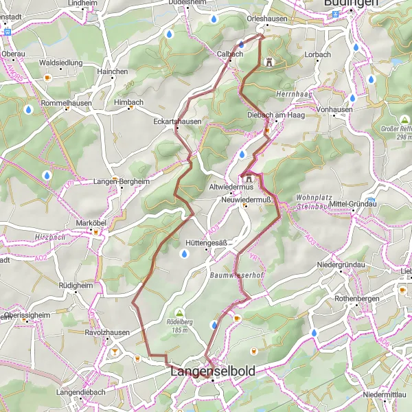 Map miniature of "The Countryside Escape" cycling inspiration in Darmstadt, Germany. Generated by Tarmacs.app cycling route planner