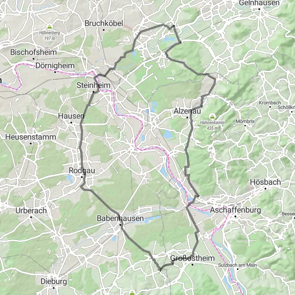 Karten-Miniaturansicht der Radinspiration "Road-Tour nach Hanau" in Darmstadt, Germany. Erstellt vom Tarmacs.app-Routenplaner für Radtouren