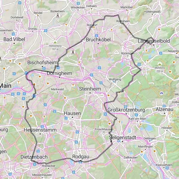 Karten-Miniaturansicht der Radinspiration "Rund um Dietzenbach" in Darmstadt, Germany. Erstellt vom Tarmacs.app-Routenplaner für Radtouren