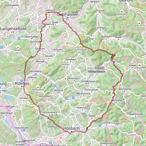Karten-Miniaturansicht der Radinspiration "Bamberger Mühle Gravel Tour" in Darmstadt, Germany. Erstellt vom Tarmacs.app-Routenplaner für Radtouren