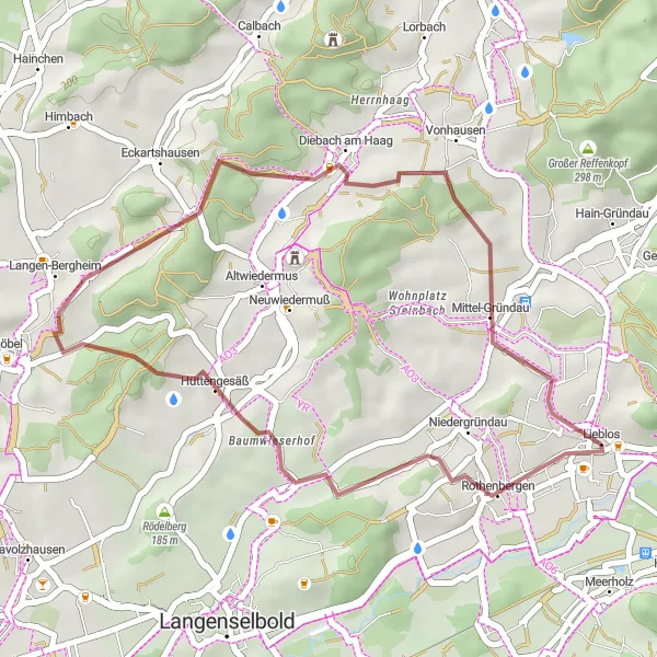 Map miniature of "The Hidden Gems" cycling inspiration in Darmstadt, Germany. Generated by Tarmacs.app cycling route planner