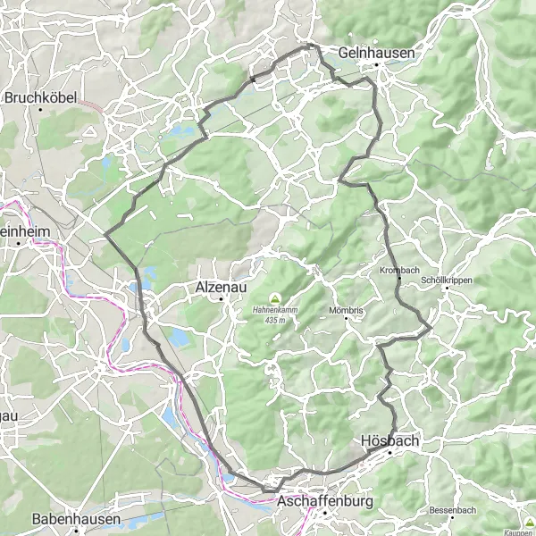 Map miniature of "The Road Wanderer" cycling inspiration in Darmstadt, Germany. Generated by Tarmacs.app cycling route planner