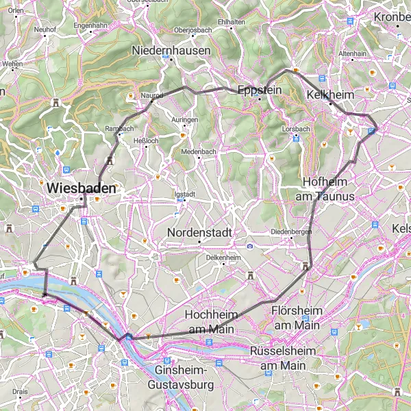 Karten-Miniaturansicht der Radinspiration "Kulturelle Road-Tour durch Rhein-Main-Gebiet" in Darmstadt, Germany. Erstellt vom Tarmacs.app-Routenplaner für Radtouren