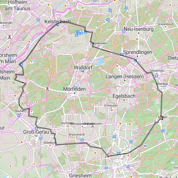 Karten-Miniaturansicht der Radinspiration "Tour durch den Osten von Darmstadt" in Darmstadt, Germany. Erstellt vom Tarmacs.app-Routenplaner für Radtouren