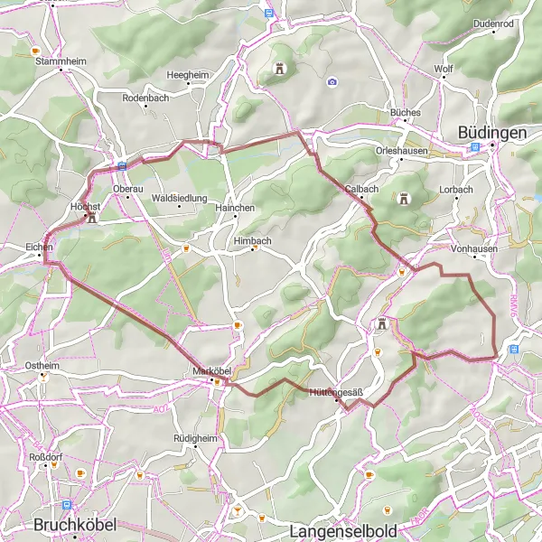 Karten-Miniaturansicht der Radinspiration "Durch die Gravel-Wildnis" in Darmstadt, Germany. Erstellt vom Tarmacs.app-Routenplaner für Radtouren