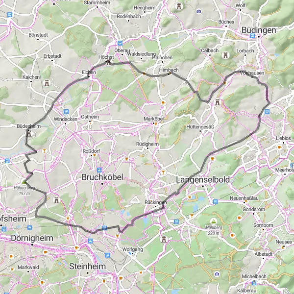 Map miniature of "Wasserbüffel's View Road Tour" cycling inspiration in Darmstadt, Germany. Generated by Tarmacs.app cycling route planner