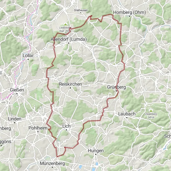 Karten-Miniaturansicht der Radinspiration "Rundtour über Wartturm und Grünberg" in Darmstadt, Germany. Erstellt vom Tarmacs.app-Routenplaner für Radtouren