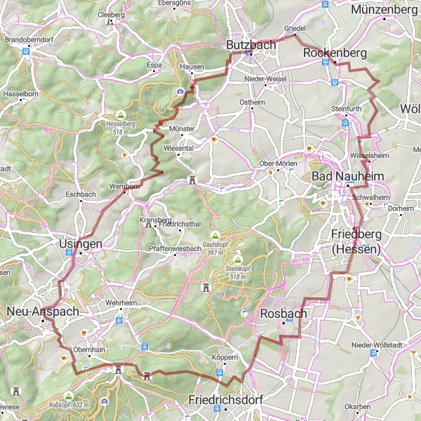 Karten-Miniaturansicht der Radinspiration "Abwechslungsreiche Graveltour durch die Landschaft" in Darmstadt, Germany. Erstellt vom Tarmacs.app-Routenplaner für Radtouren