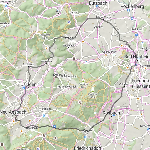 Karten-Miniaturansicht der Radinspiration "Wunderschöne Straßenrunde durch die Natur" in Darmstadt, Germany. Erstellt vom Tarmacs.app-Routenplaner für Radtouren