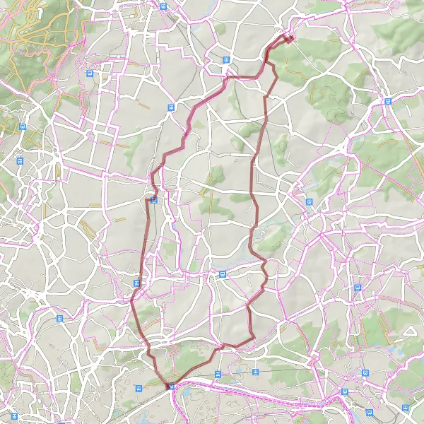 Map miniature of "The Gravel Escape" cycling inspiration in Darmstadt, Germany. Generated by Tarmacs.app cycling route planner