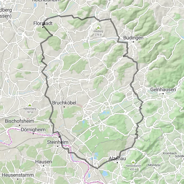 Map miniature of "Scenic Countryside Tour" cycling inspiration in Darmstadt, Germany. Generated by Tarmacs.app cycling route planner