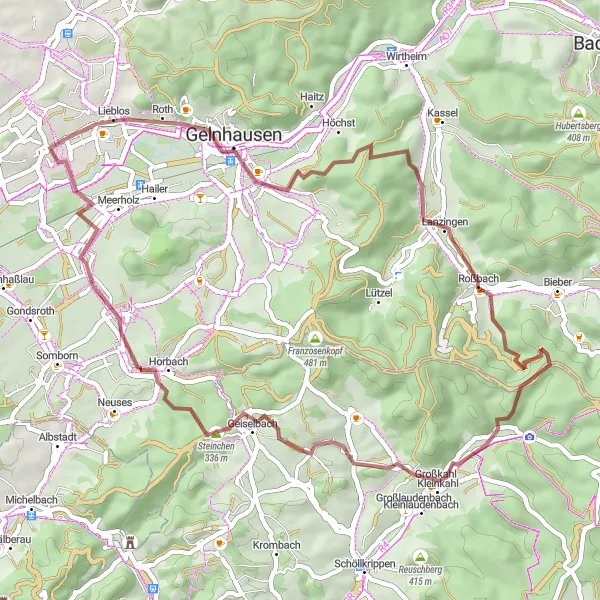 Karten-Miniaturansicht der Radinspiration "Kleine Fluchten im Spessart" in Darmstadt, Germany. Erstellt vom Tarmacs.app-Routenplaner für Radtouren