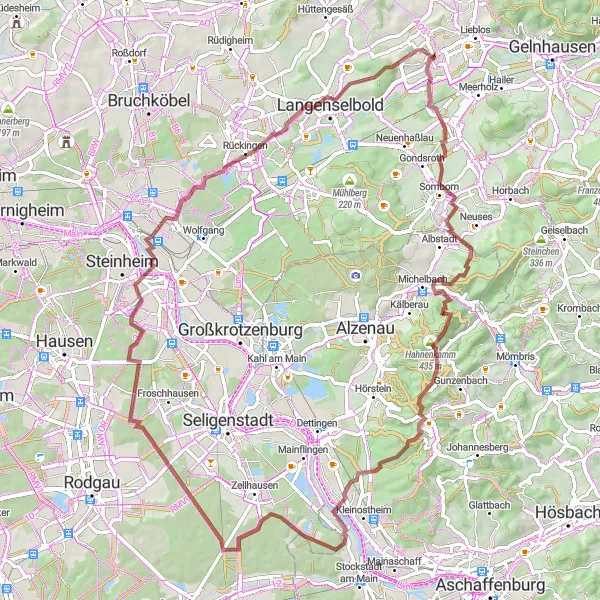 Map miniature of "The Scenic Gravel Loop" cycling inspiration in Darmstadt, Germany. Generated by Tarmacs.app cycling route planner