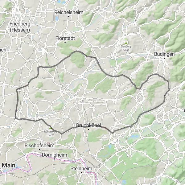 Map miniature of "Historic Towns and Scenic Landscapes" cycling inspiration in Darmstadt, Germany. Generated by Tarmacs.app cycling route planner