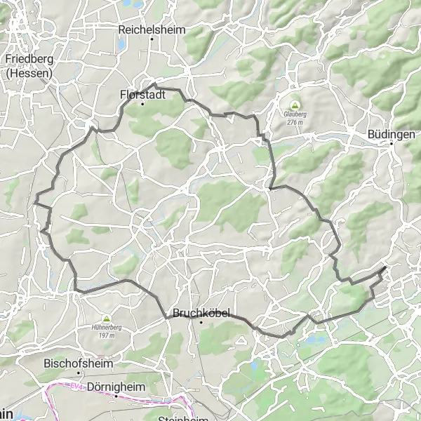 Map miniature of "Wasserbüffel Adventure" cycling inspiration in Darmstadt, Germany. Generated by Tarmacs.app cycling route planner