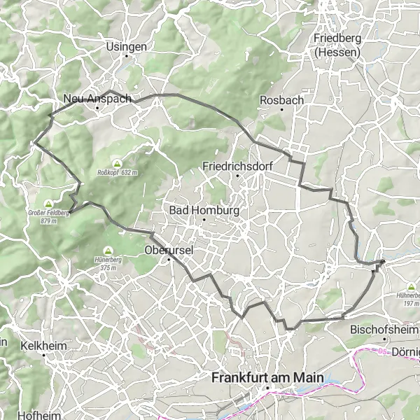 Map miniature of "From Town to Tower" cycling inspiration in Darmstadt, Germany. Generated by Tarmacs.app cycling route planner