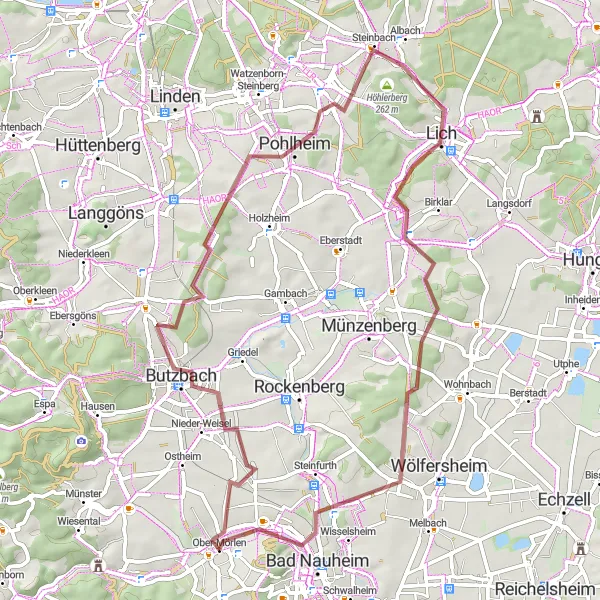 Map miniature of "Gravel Adventure Loop" cycling inspiration in Darmstadt, Germany. Generated by Tarmacs.app cycling route planner
