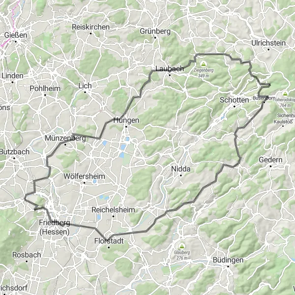 Karten-Miniaturansicht der Radinspiration "Große Road-Tour durch die Natur" in Darmstadt, Germany. Erstellt vom Tarmacs.app-Routenplaner für Radtouren