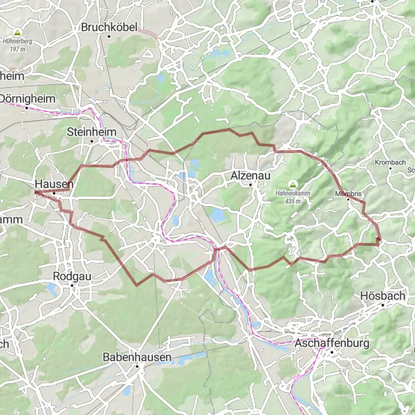 Map miniature of "Main River Gravel Ride" cycling inspiration in Darmstadt, Germany. Generated by Tarmacs.app cycling route planner