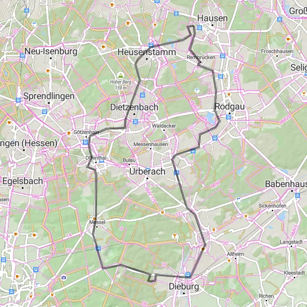 Karten-Miniaturansicht der Radinspiration "Road-Tour durch den Odenwald" in Darmstadt, Germany. Erstellt vom Tarmacs.app-Routenplaner für Radtouren