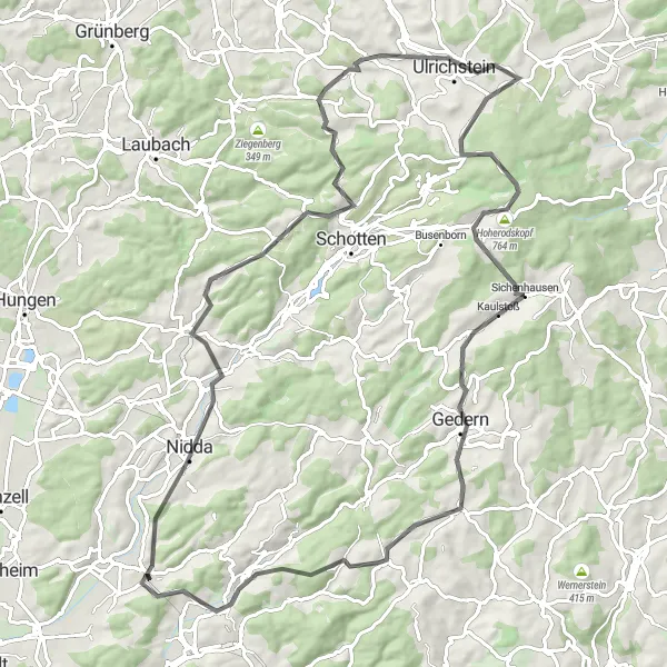 Map miniature of "The Ultimate Road Challenge" cycling inspiration in Darmstadt, Germany. Generated by Tarmacs.app cycling route planner