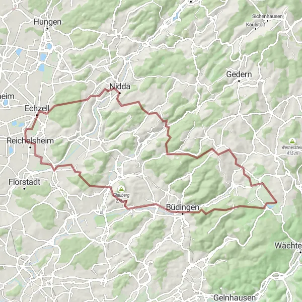 Karten-Miniaturansicht der Radinspiration "Gravel-Tour zur Burg Lißberg und Glauberg" in Darmstadt, Germany. Erstellt vom Tarmacs.app-Routenplaner für Radtouren