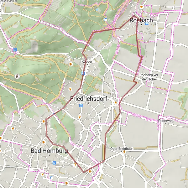 Map miniature of "Exploring Traces of History" cycling inspiration in Darmstadt, Germany. Generated by Tarmacs.app cycling route planner