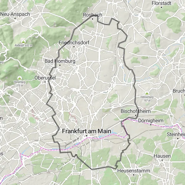 Map miniature of "Countryside Heritage Expedition" cycling inspiration in Darmstadt, Germany. Generated by Tarmacs.app cycling route planner