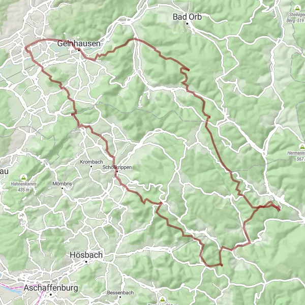 Map miniature of "Epic Gravel Adventure" cycling inspiration in Darmstadt, Germany. Generated by Tarmacs.app cycling route planner